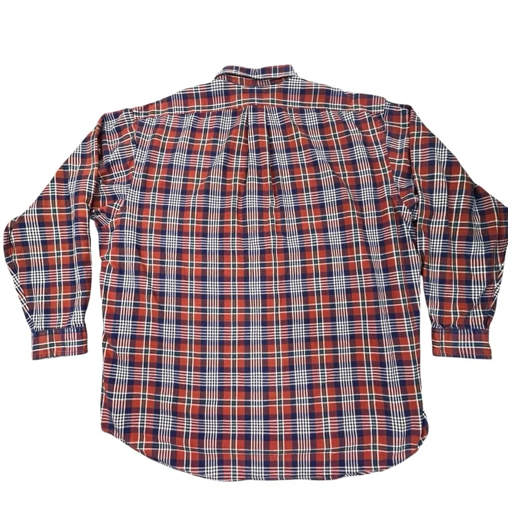 Ralph Lauren Mens Long Sleeve Button Up Checkered Shirt XL Red Blue Green Cotton